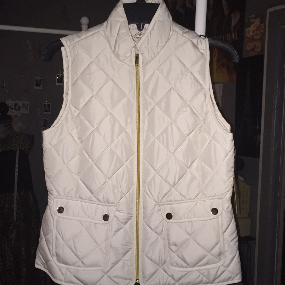 Brand new white and gold puffy vest
